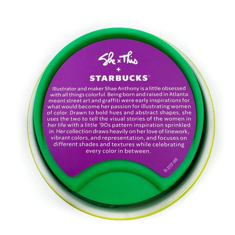 Starbucks She x This Ceramic Travel Mug Vibrant Colorful Neon Shae Anthony Gift